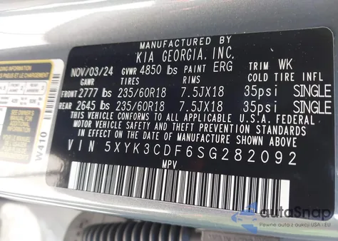 2025 Kia Sportage Ex z USA, uszkodzony, nr VIN 5XYK3CDF6SG282092